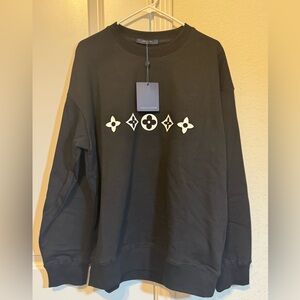 Mens Louis Vuitton Black Crewneck Sweatshirt with White Monogram Motif